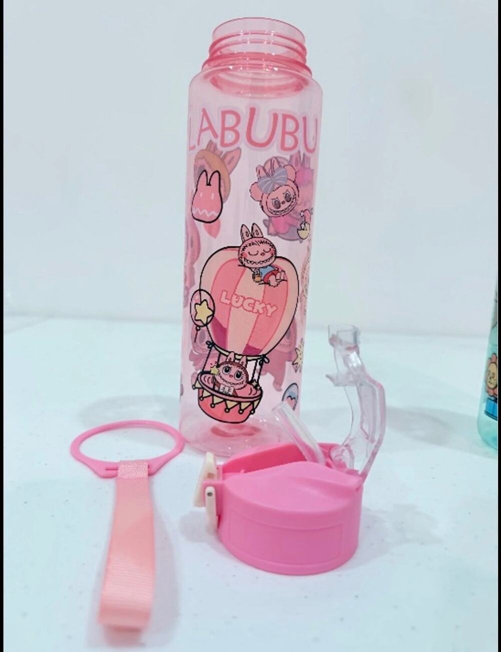 La bubu air ballon clear pink water bottles BPA-free plastic 24 oz kids sport